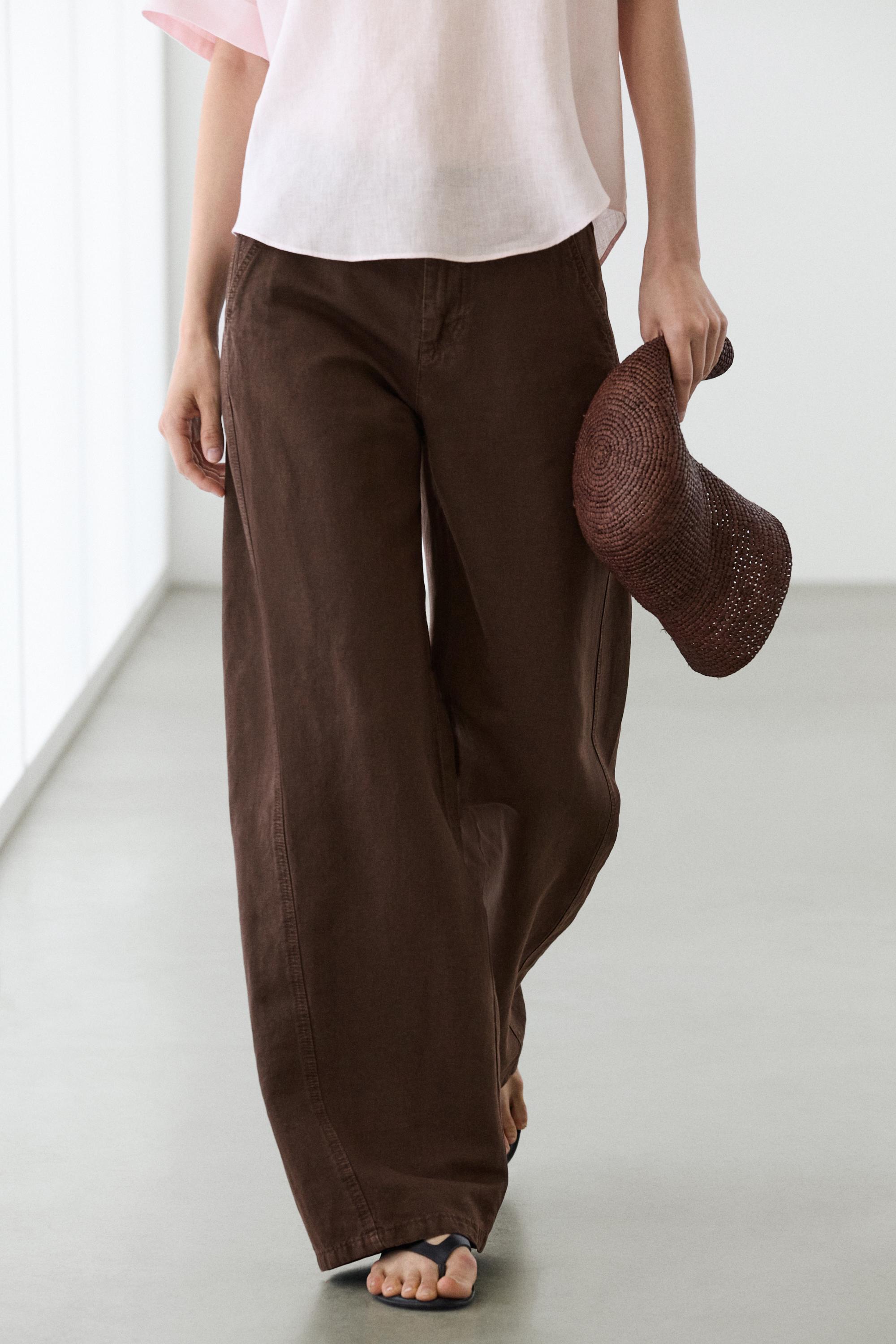 Linen blend trousers with seam detail